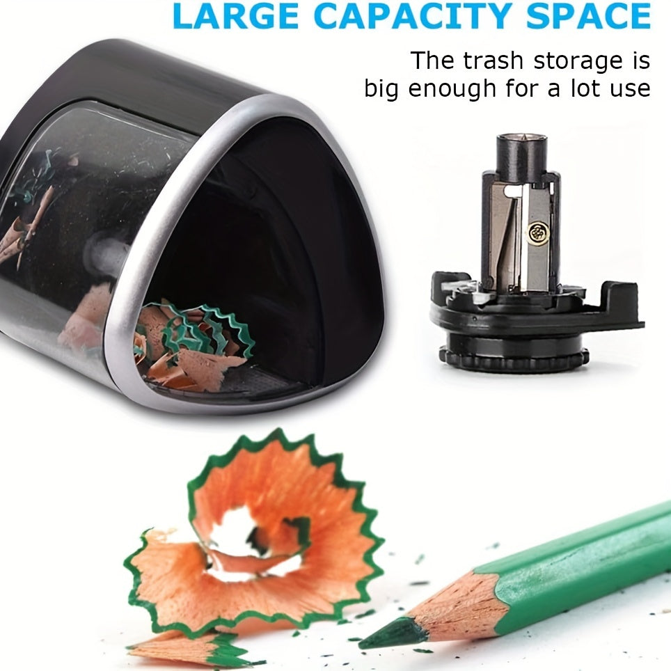 Black Electric Pencil Sharpener Auto-Stop Durable PP Office Use