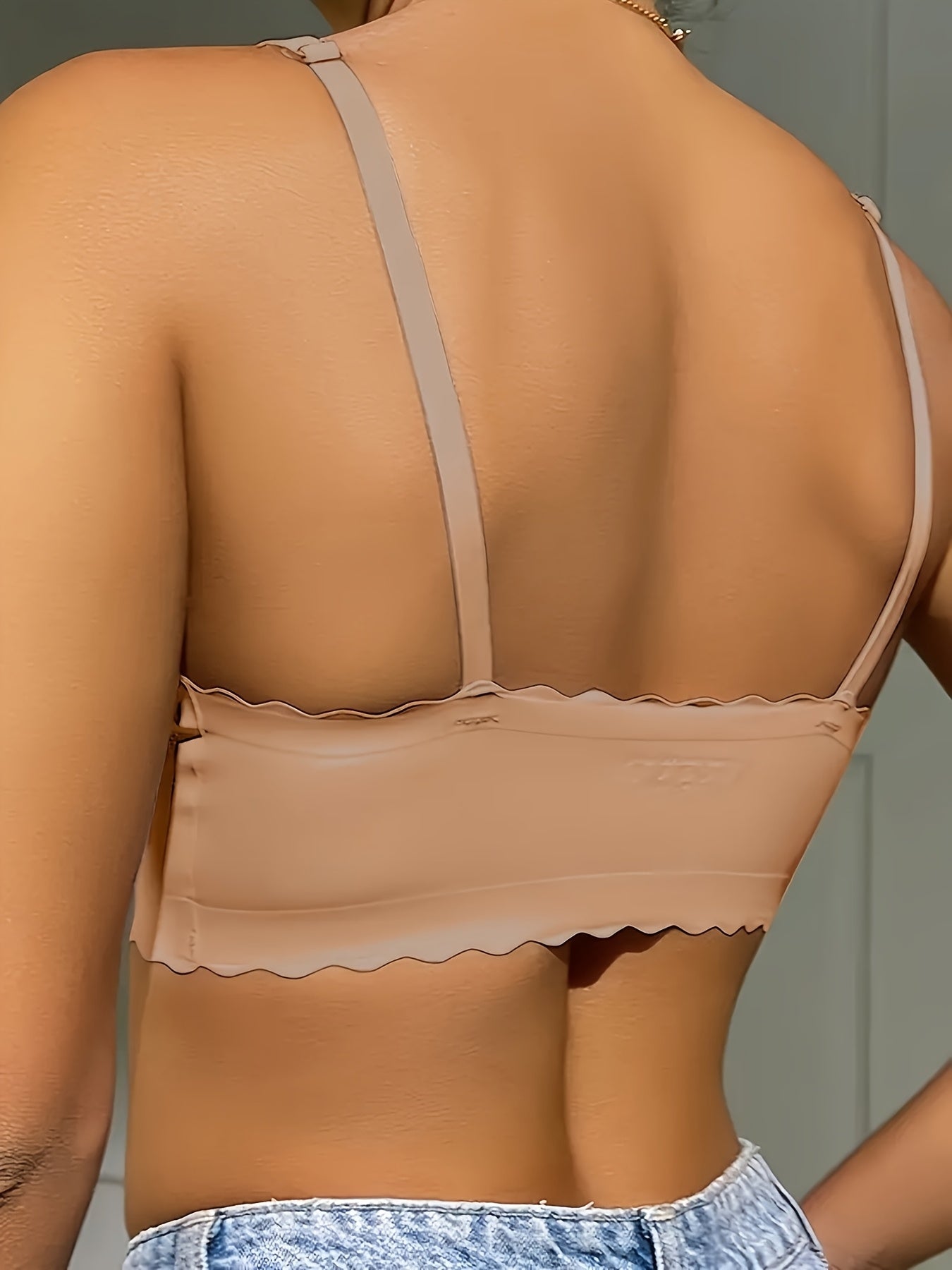 Plus Size Nylon Bralette for Sports Yoga Wireless Removable Padding Solid Color