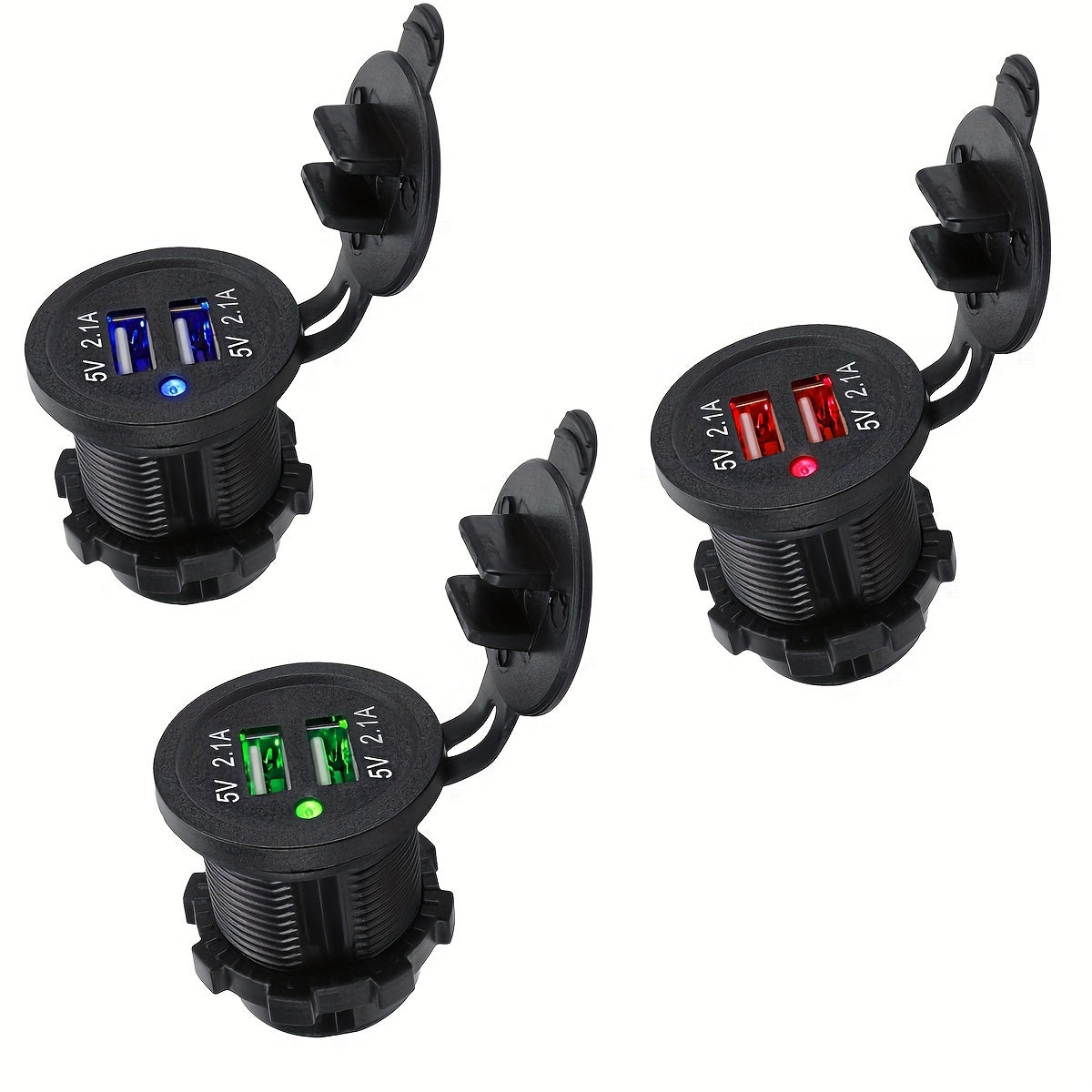 Universal Dual USB Car Charger Socket for Vehicles and Motorcycles