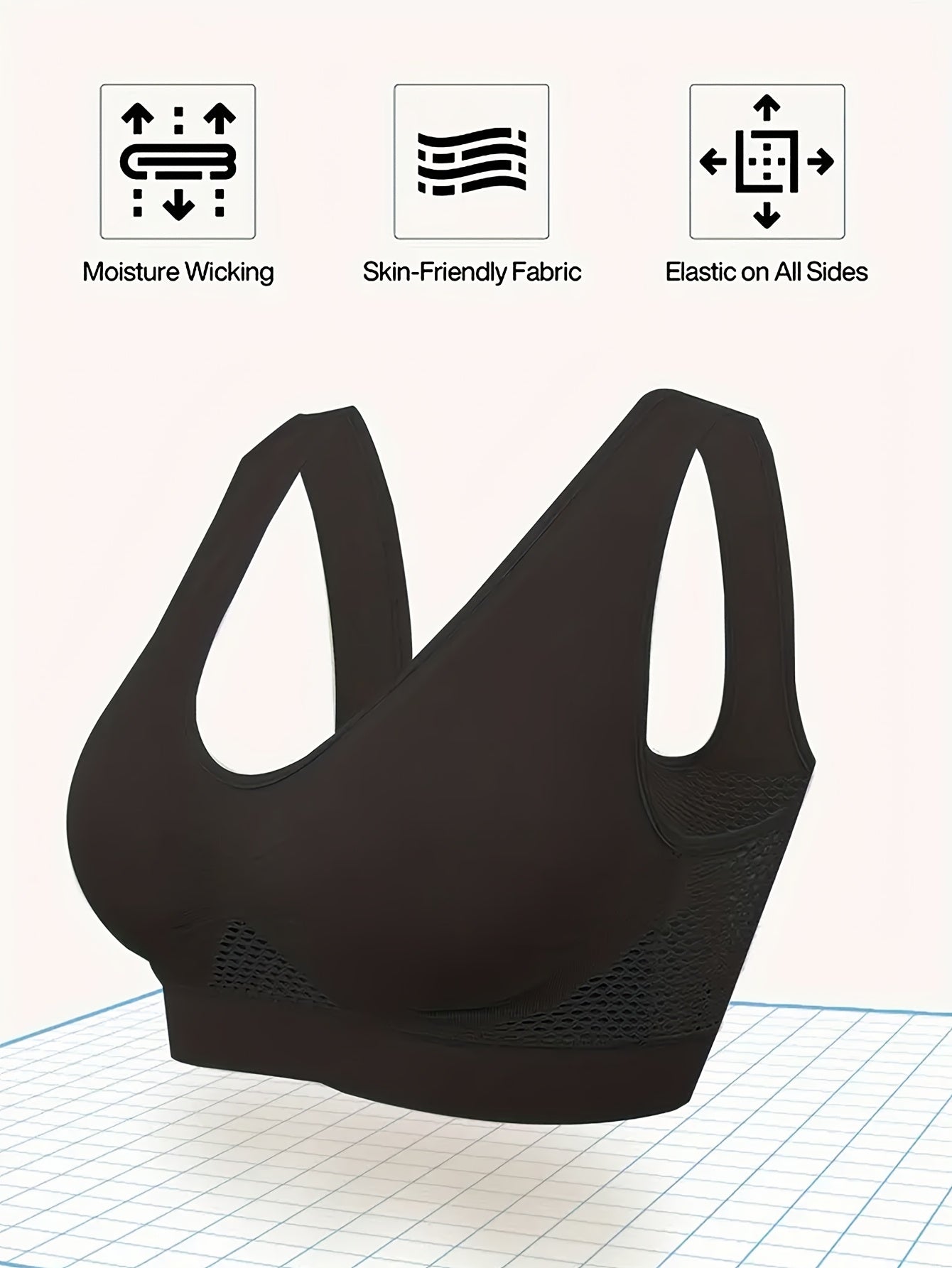 Women's Breathable Mesh Yoga Underwear Solid Color Hollow Elastic Bra