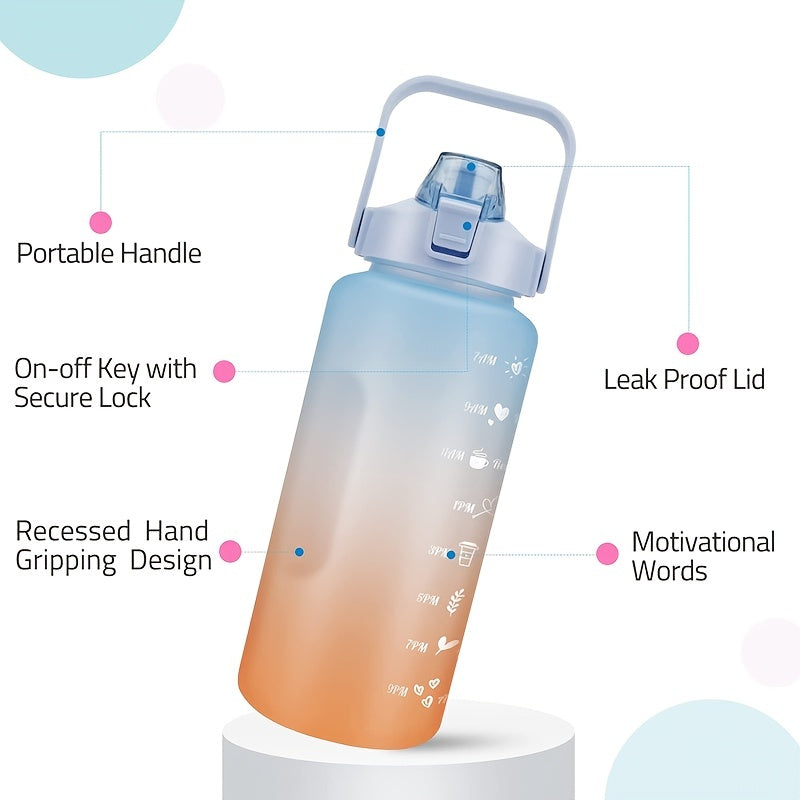 Gradient 2L Water Bottle with Straw Handle Lockable Lid for Climbing Outdoor