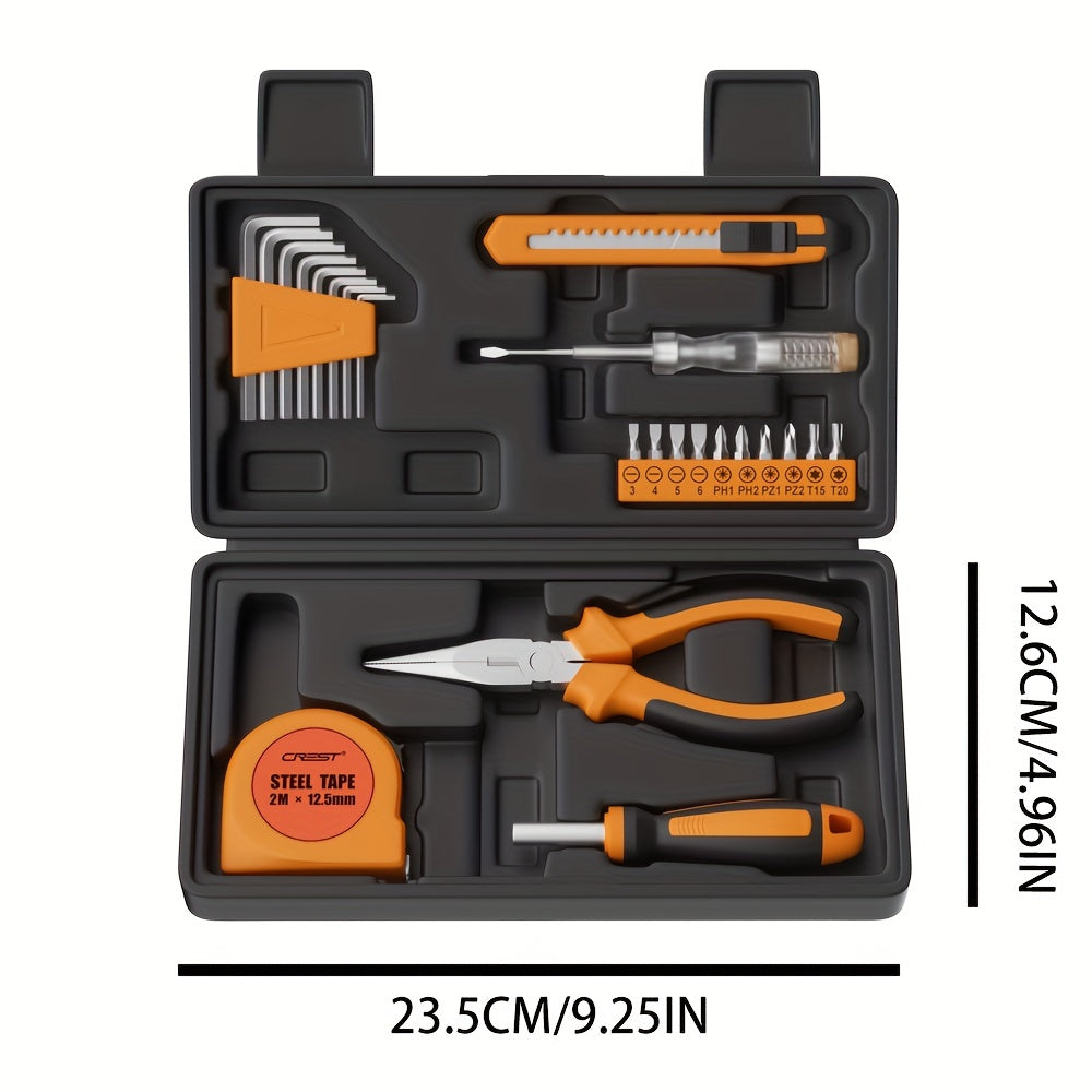 23-Piece Homeowner Toolkit Set with Plastic Storage Box Steel Household Repair Tools