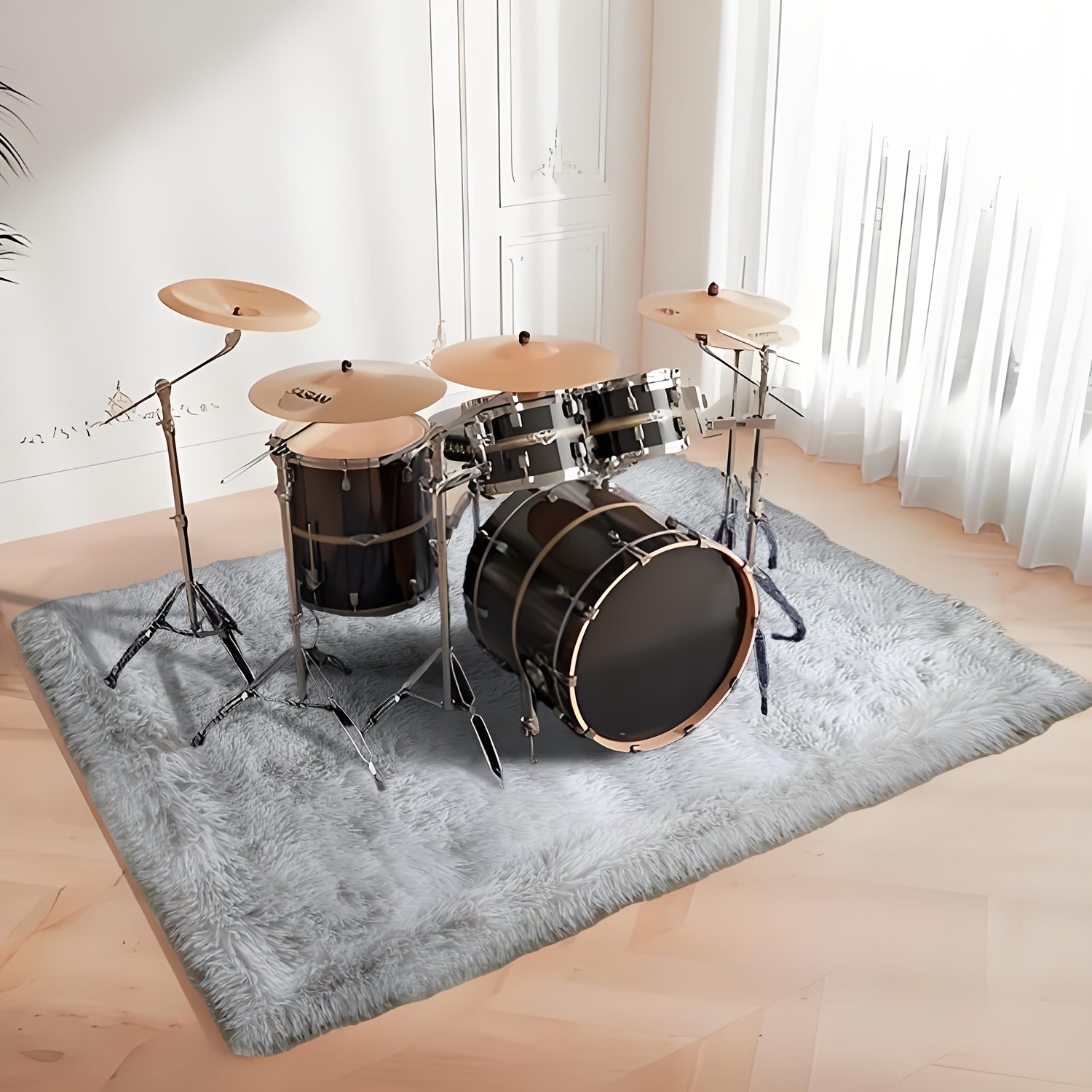 Soft Plush Drum Carpet Area Rug Non-Slip Washable Fabric Bedroom Living Room Dorm Decor