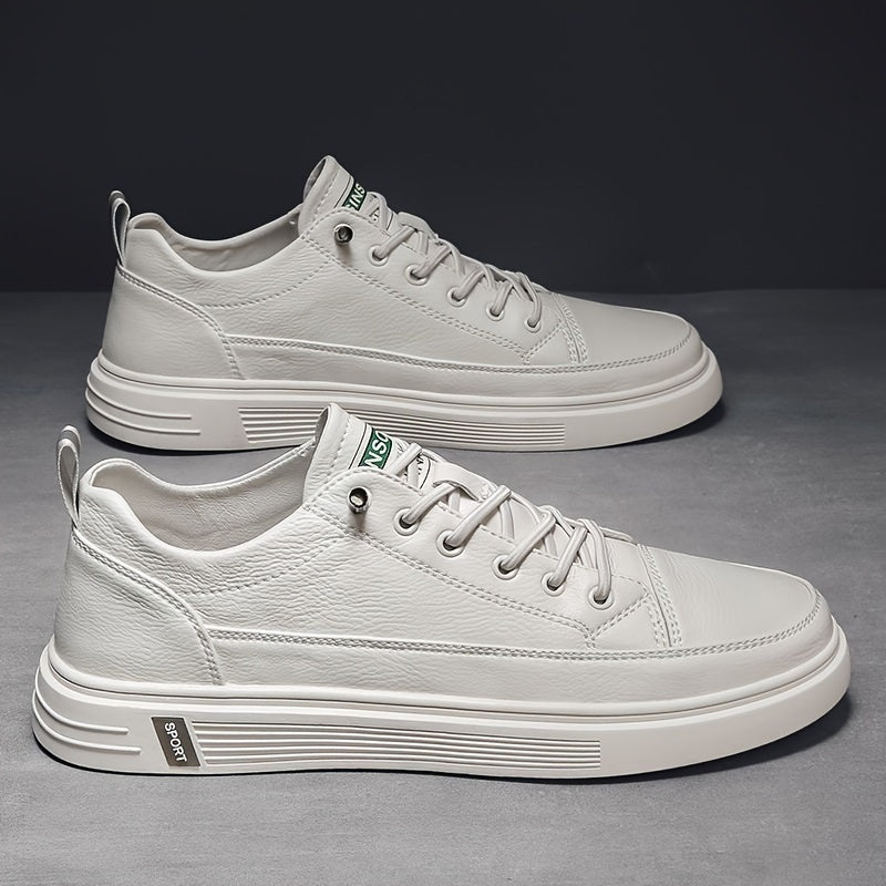 Men's White Lightweight Non-Slip Sneakers with Elastic Band Closure for Casual and Sports Use