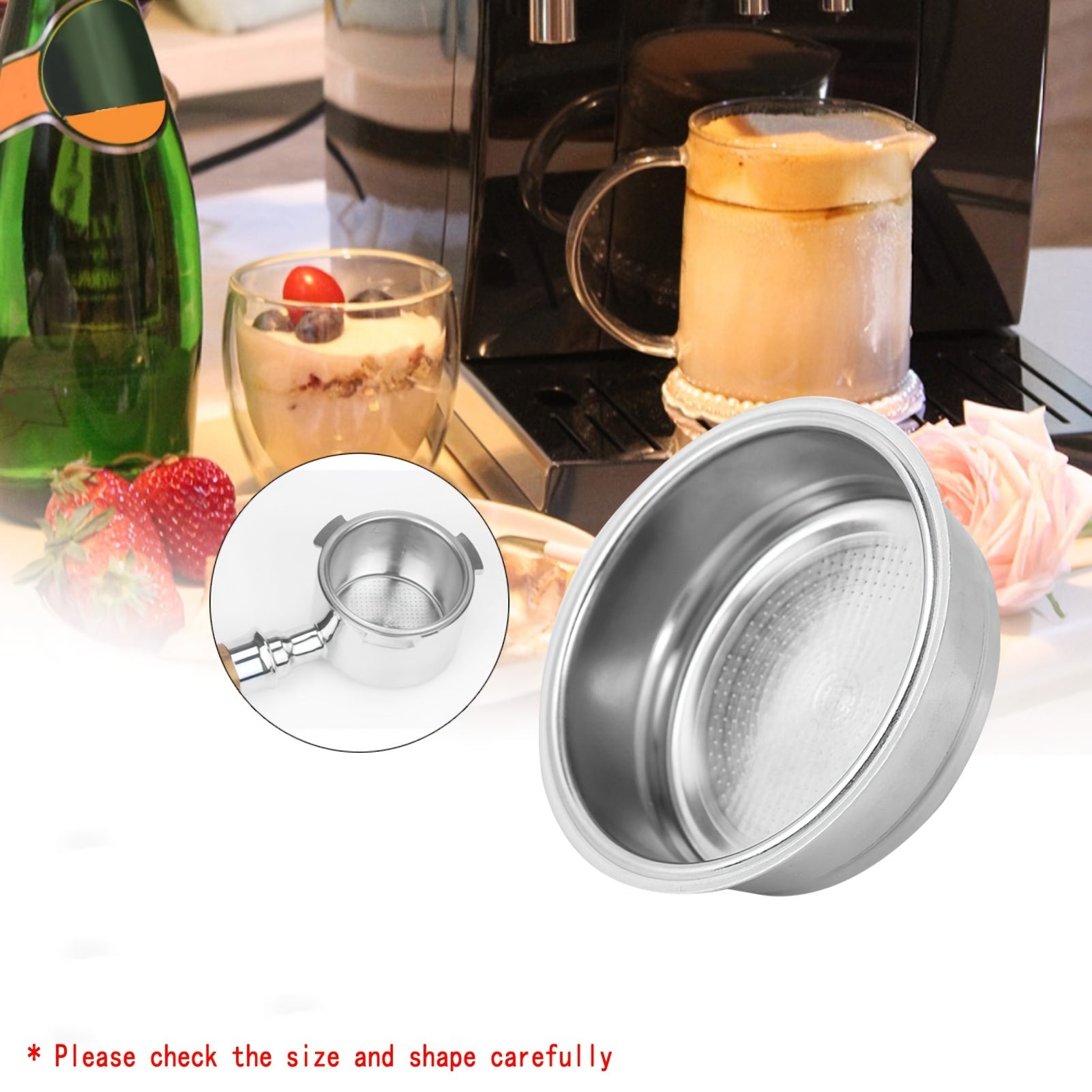 Universal Stainless Steel Single-Layer Espresso Filter Basket 51mm Coffee Portafilter