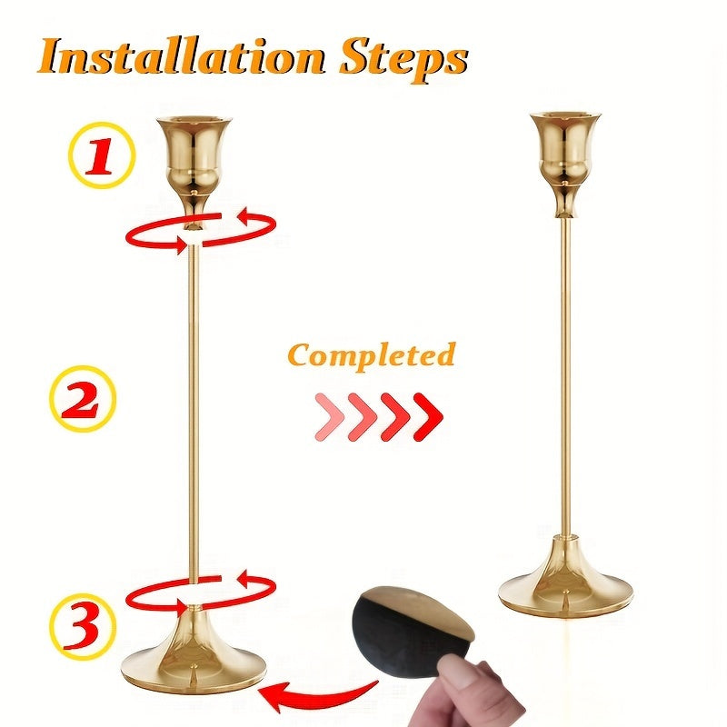 Set of 3 Metal Candle Holders for Table Decoration Christmas Halloween Weddings Parties