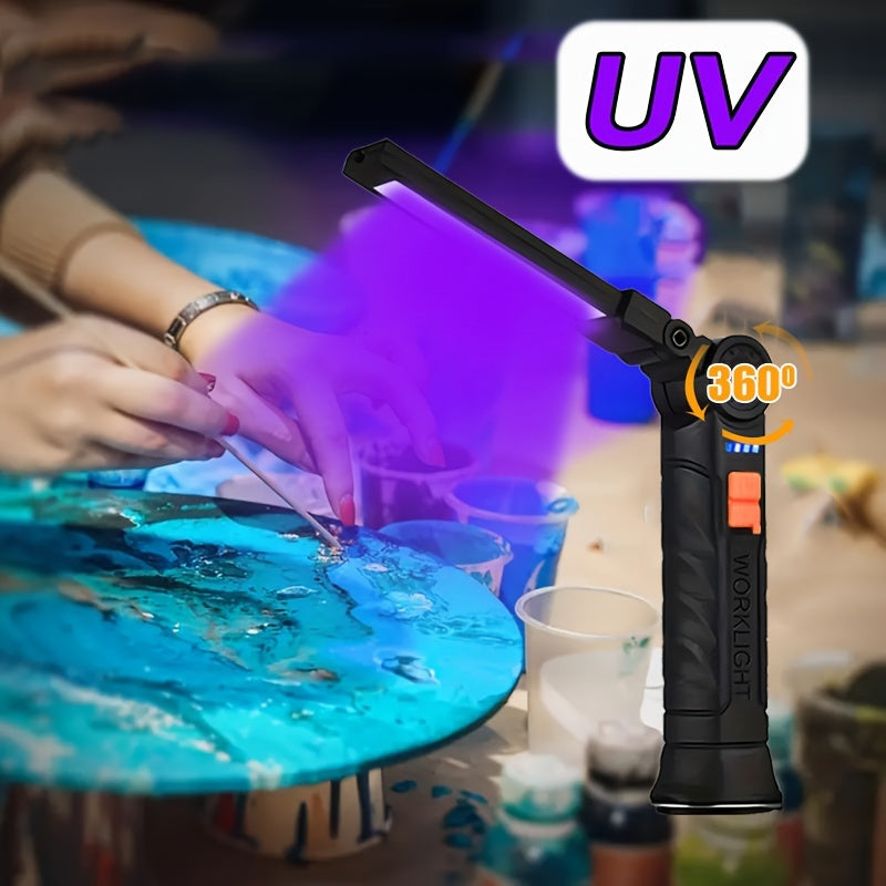 Rechargeable UV LED Flashlight with Magnetic Base for Jewelry Making and Pet Stain Detection