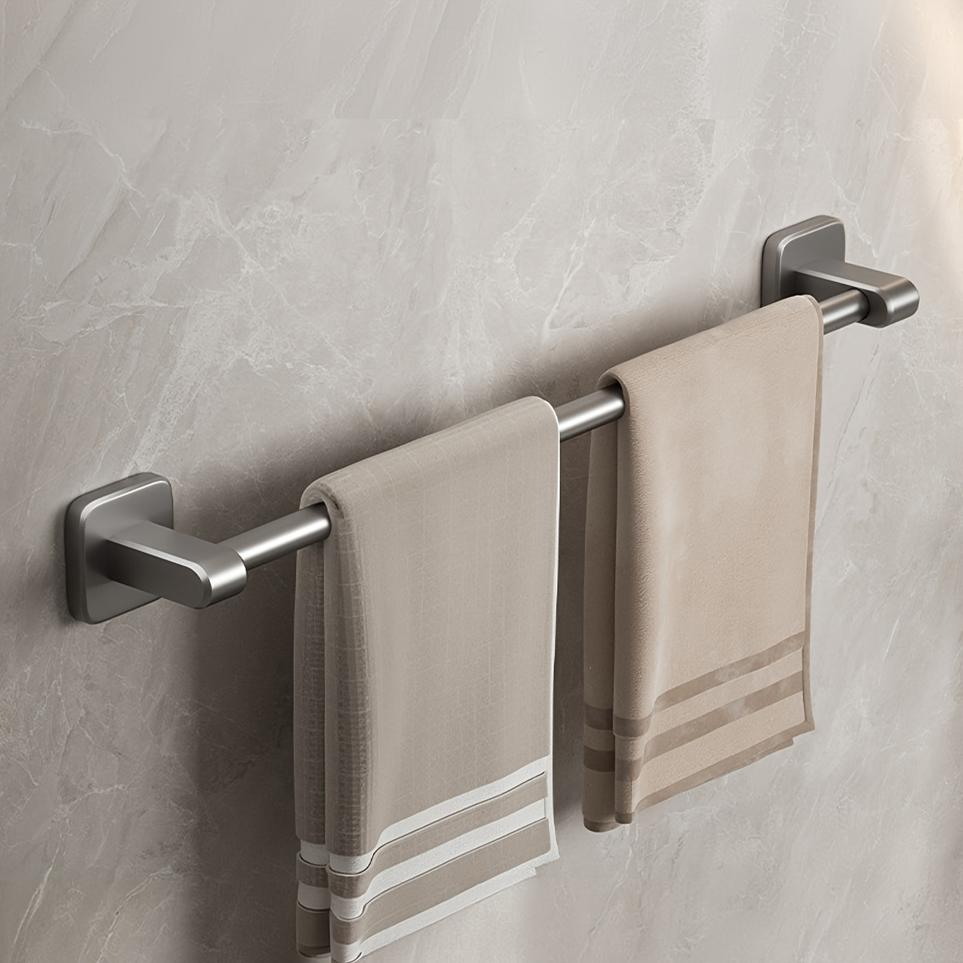 Organizador de barra de toallas para baño sin taladro, resistente a la oxidación, montado en la pared, con soporte para zapatillas, ahorra espacio