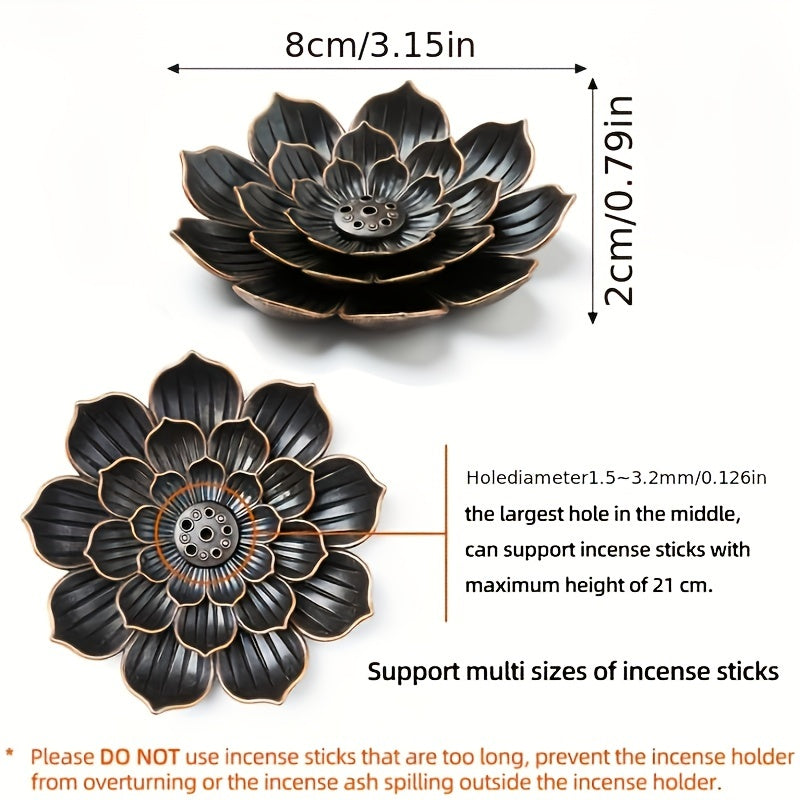 Incensario de latón Lotus con cenicero para decoración clásica europea