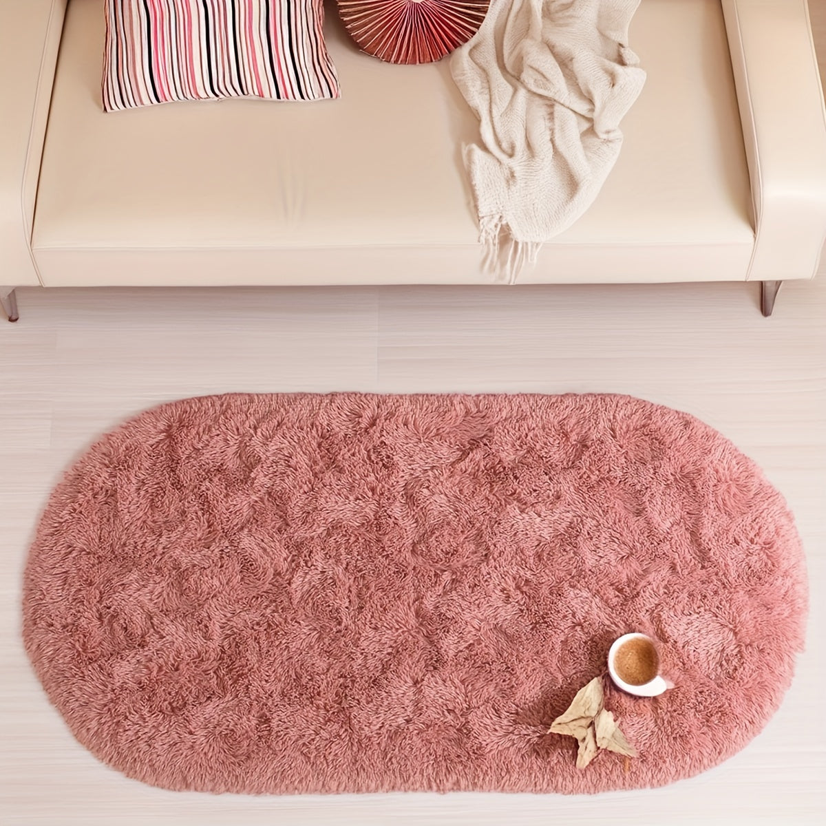 Soft Fluffy Oval Shaggy Area Rug for Bedroom Living Room with Thick Sponge