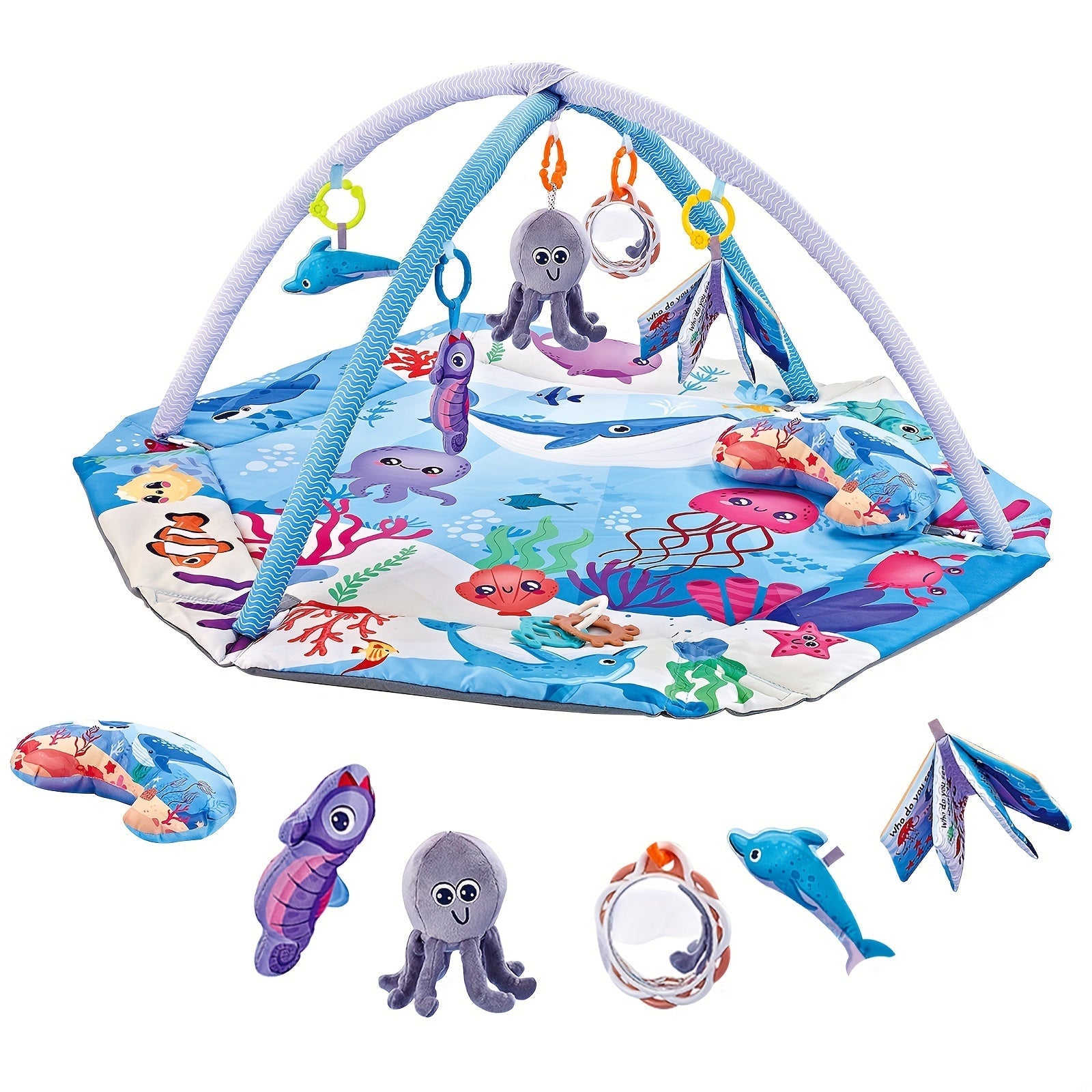 Baby Play Mat Set with Activity Gym Sensory Toys and Ball Pit for Infants 0-3 Years