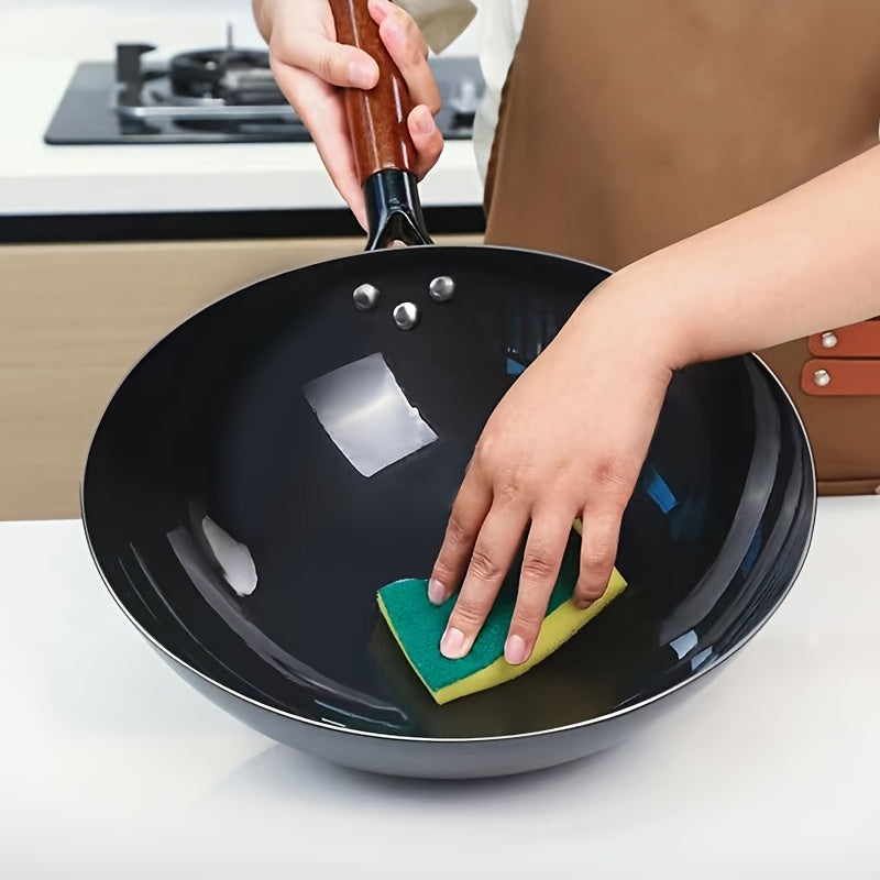 Cast Iron Skillet 10 Inch Black with Wooden Handle for Home Kitchen