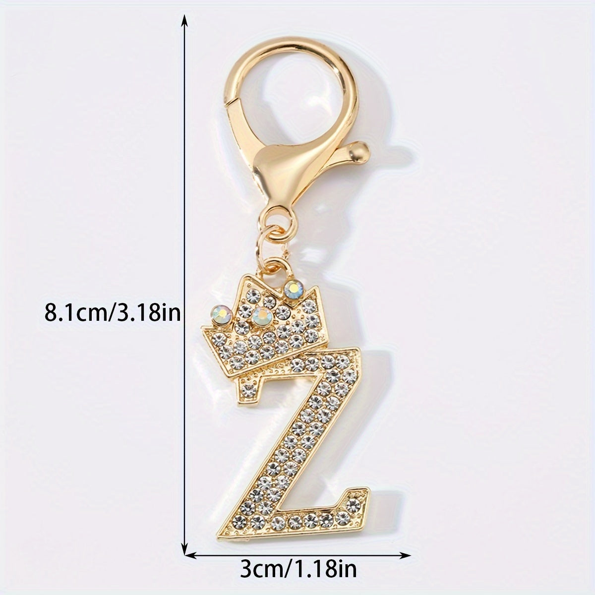 Men's Zinc Alloy Keychain with Artificial Diamond Crown and Letter Charms