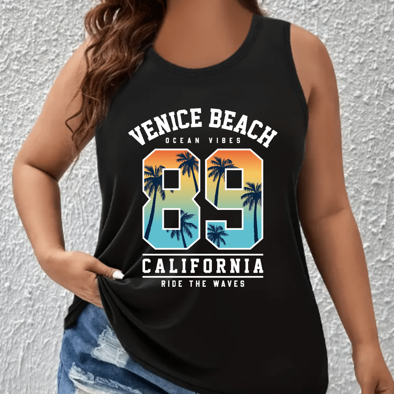 Women's Off-Shoulder Sleeveless Vest Top Breathable Stretchy Graphic Print