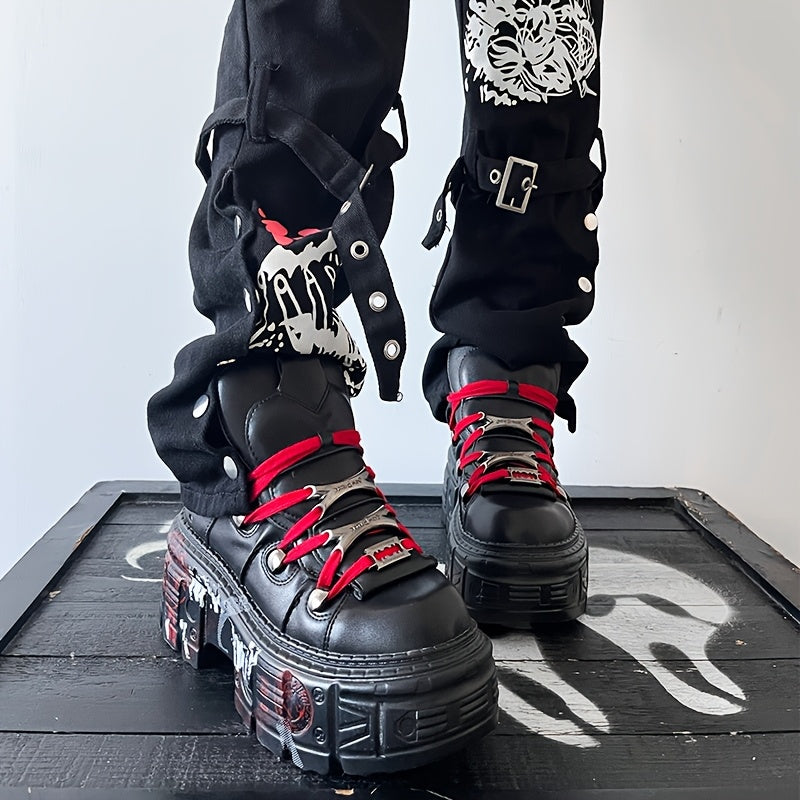 Women's Y2K Punk Platform Ankle Boots Black Synthetic High Heel Shoes