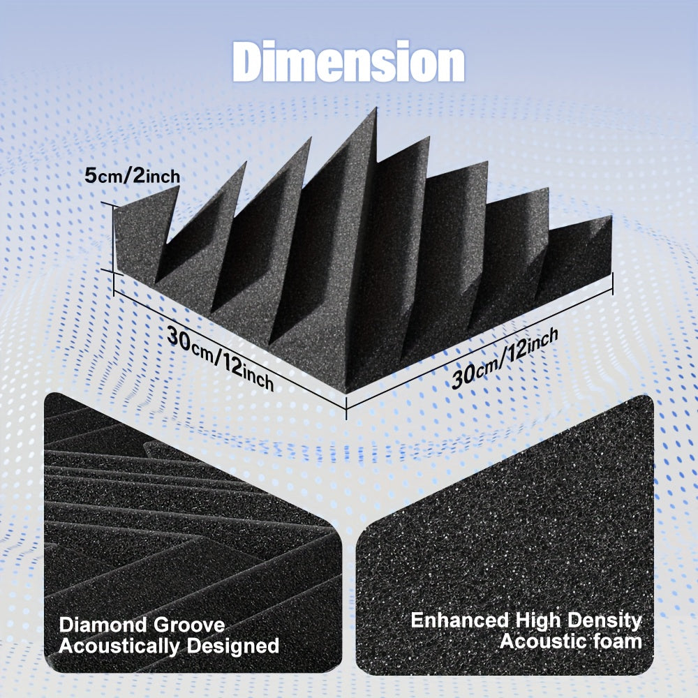 24pcs Acoustic Foam Panels 12x12 Inch Soundproofing Tiles for Studio Home Office Black Grey White