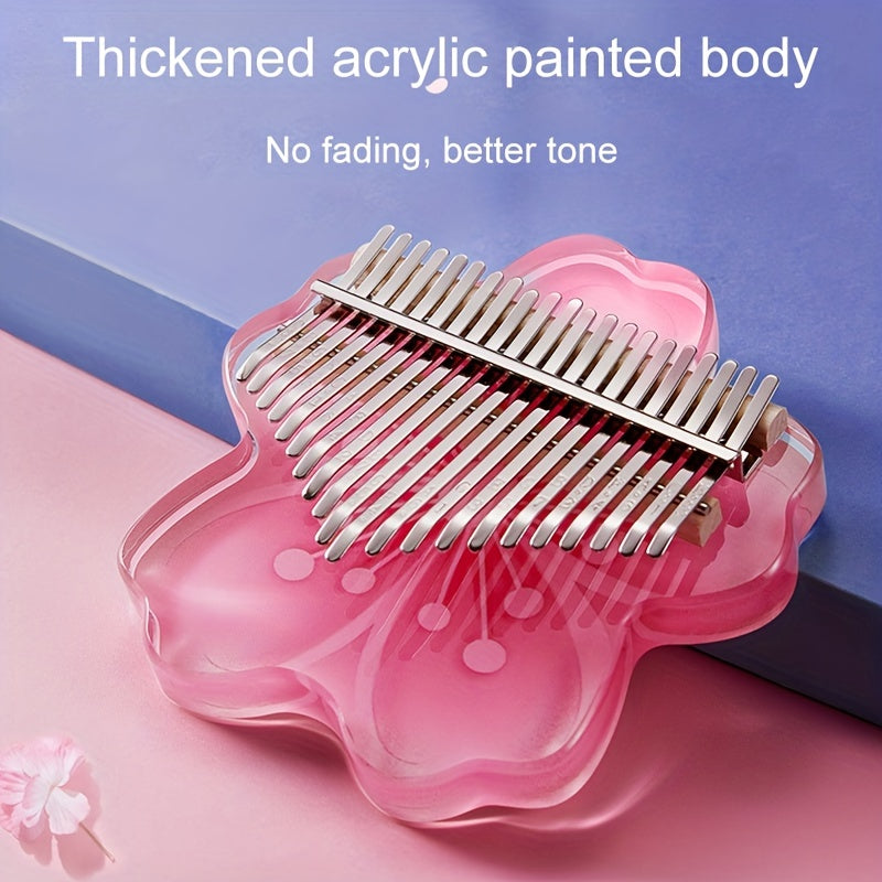 Cherry Blossom Crystal Kalimba 17 or 21 Keys Acrylic Body with Case Included