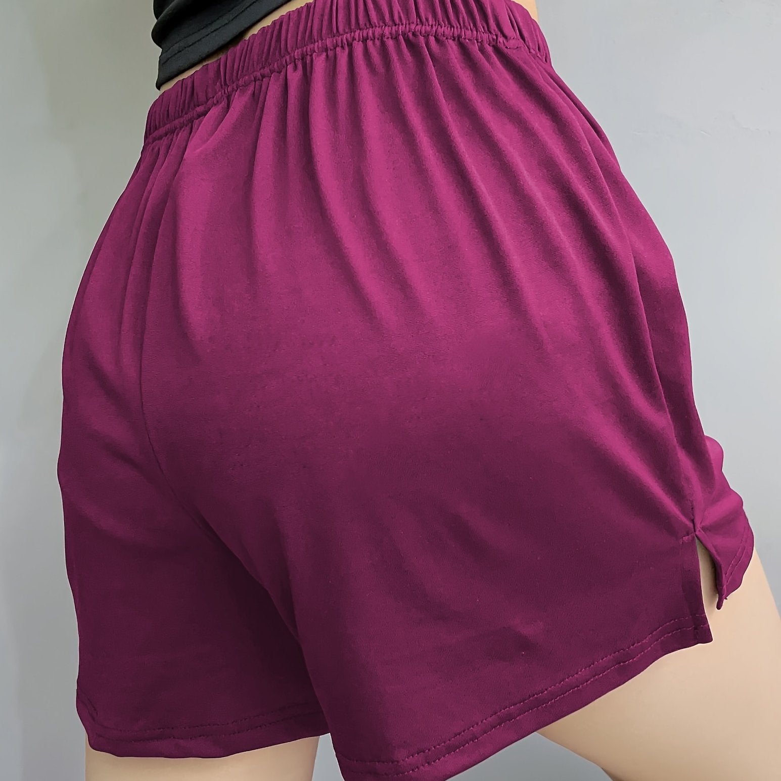 Women's Casual Sleep Shorts Plus Size Solid Elastic Waist Lounge Shorts