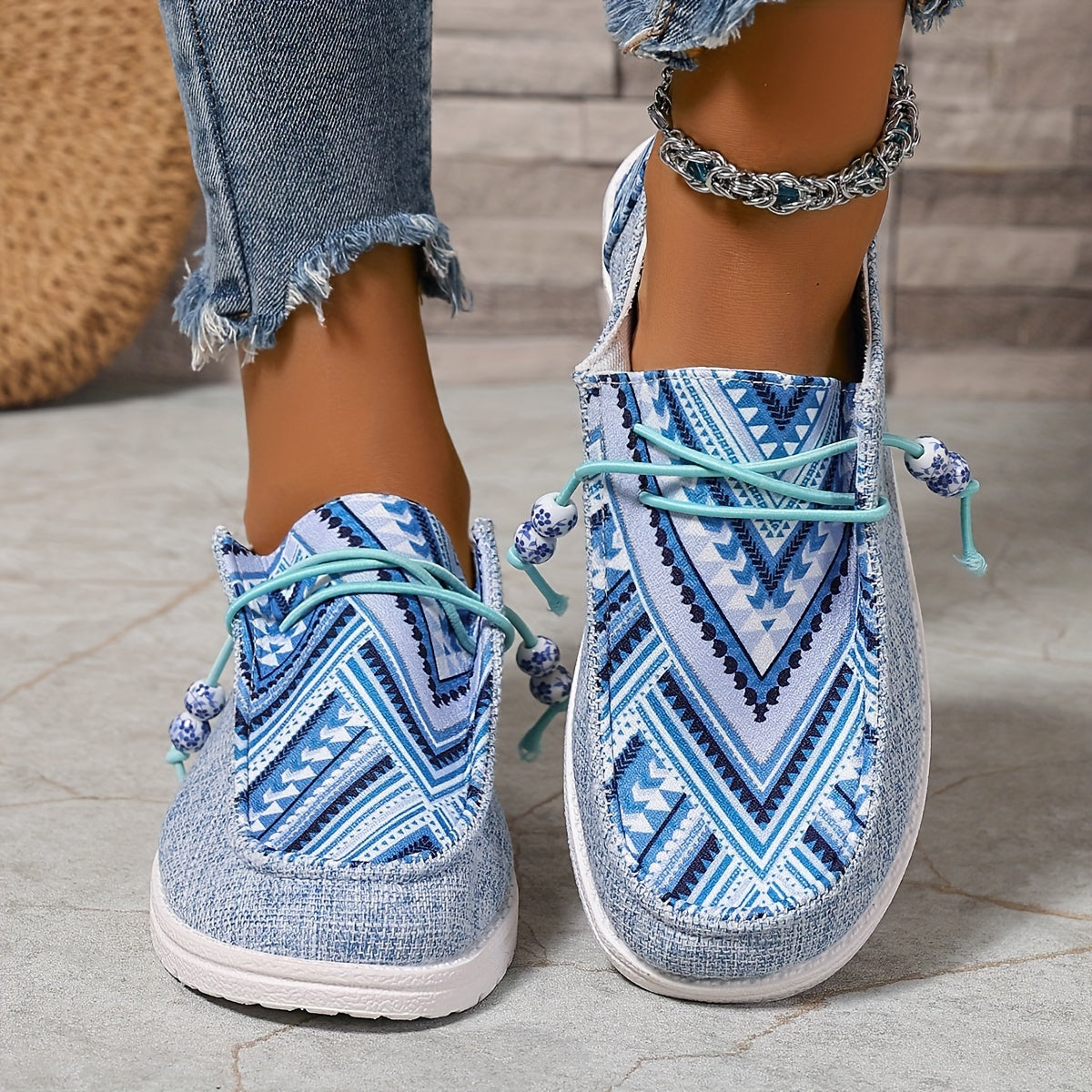 Women's Bohemian Beaded One-Kick Sandals Casual Summer Footwear