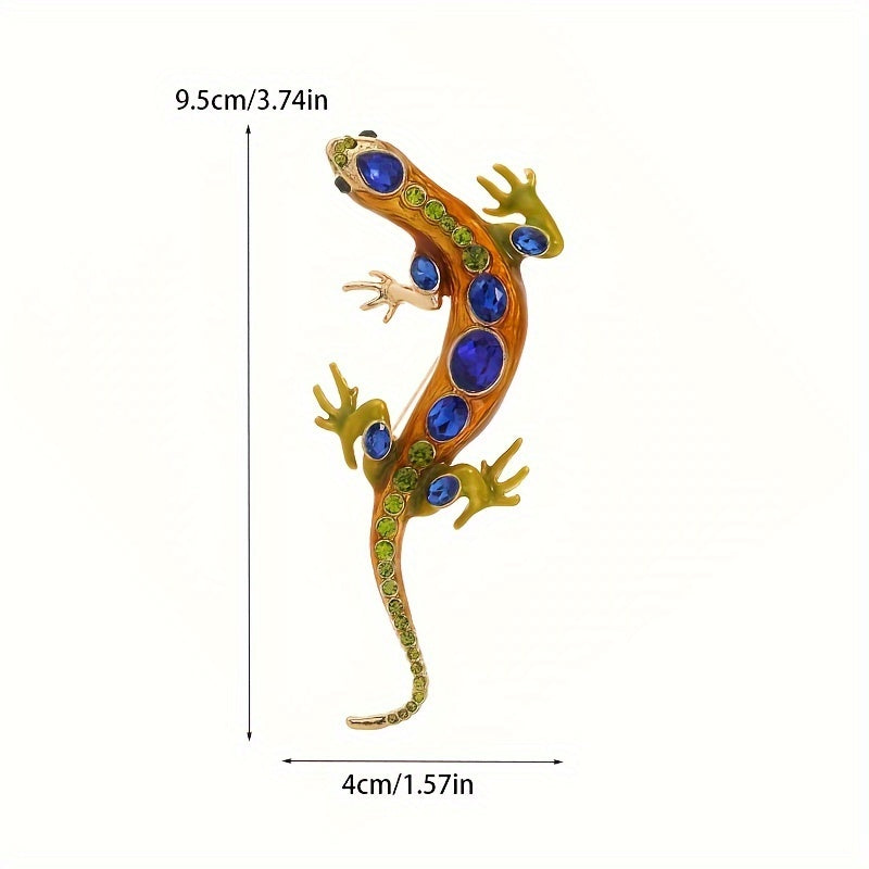 Vintage uslubidagi Lizard brosh, rhinestone'lar bilan - Ajoyib Gecko dizayni - Kiyim, shlyapalar va sovg'alar uchun moslashtiriladigan aksessuar