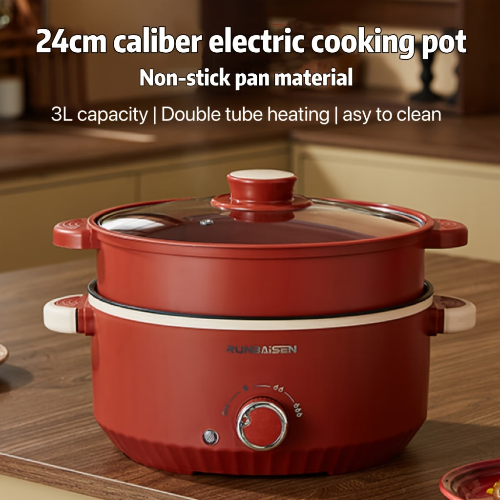 23.88cm Elektrik pishirish qozoni, ikki qavatli, yopishmaydigan, ko‘p funksiyali, oson taomlar uchun