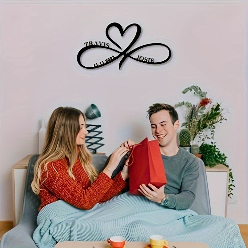 Shaxsiylashtirilgan yurak metall devor bezaklari, romantik sevgi ramzi, juftliklar uchun uy bezatish
