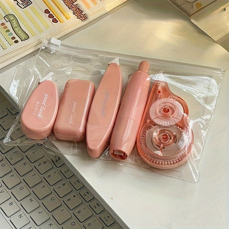 Juego de 5 cintas correctoras de degradado verde lima de gran capacidad, dispensador duradero de PP para escuela y oficina