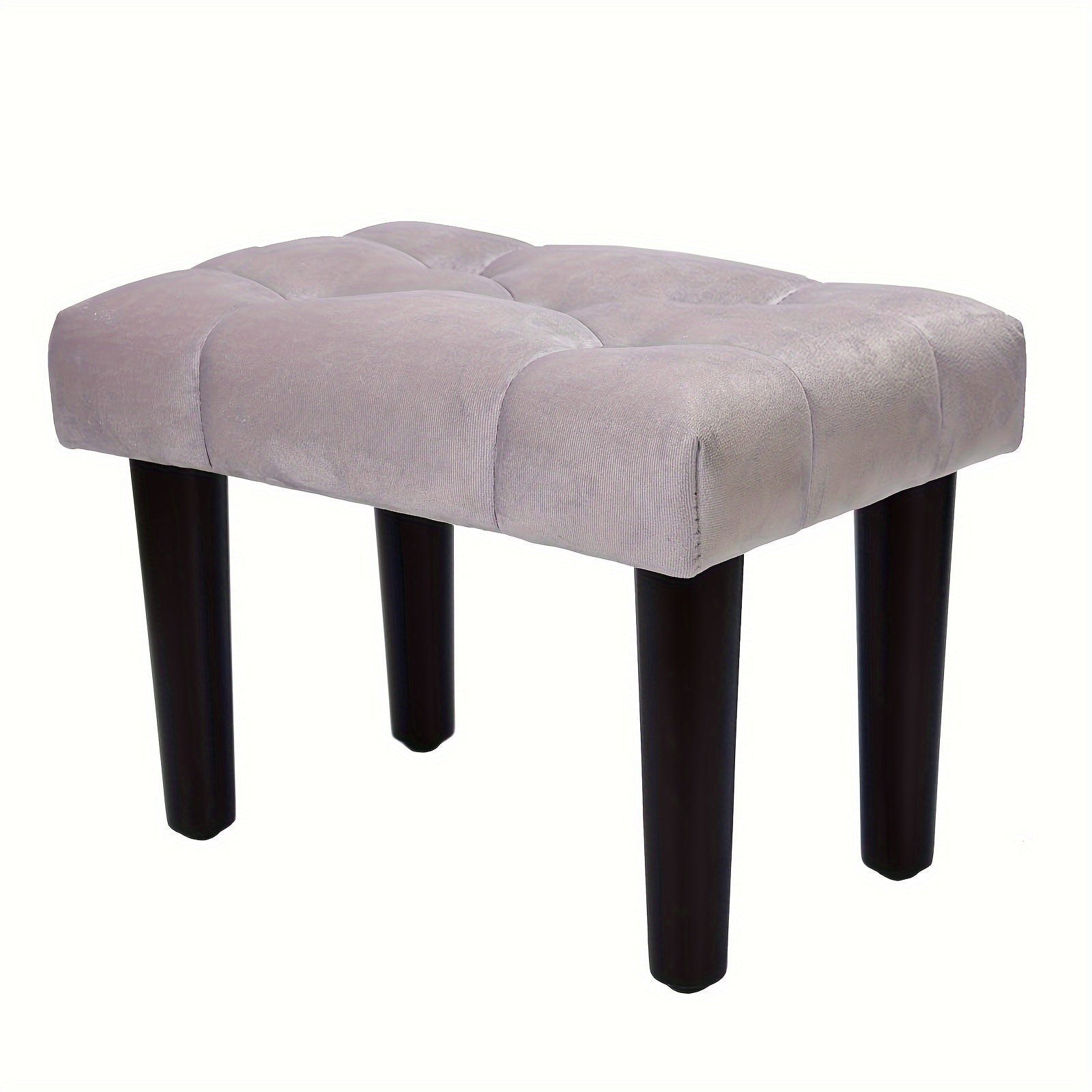 Small Velvet Footstool Ottoman with Wood Legs for Living Room Entryway Office