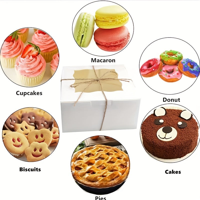 Derazali 30 ta oq karton non qutilari to&#39;plami - pechene, qulupnay, makaron va shirinliklar uchun ideal | Oshxona va restoranda xizmat ko&#39;rsatish uchun bir martalik kvadrat qandolat idishlari