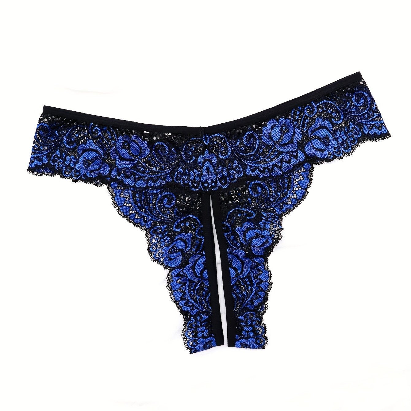 Women's Floral Lace Thongs Open Crotch Panties for Women