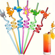 Set of 4 Dinosaur Drinking Straws for Christmas and Thanksgiving Celebrations