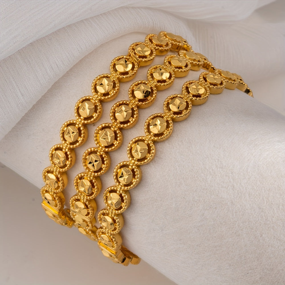 Set of 4 Gold-Plated Open Cuff Bracelets for Women Fashion Jewelry
