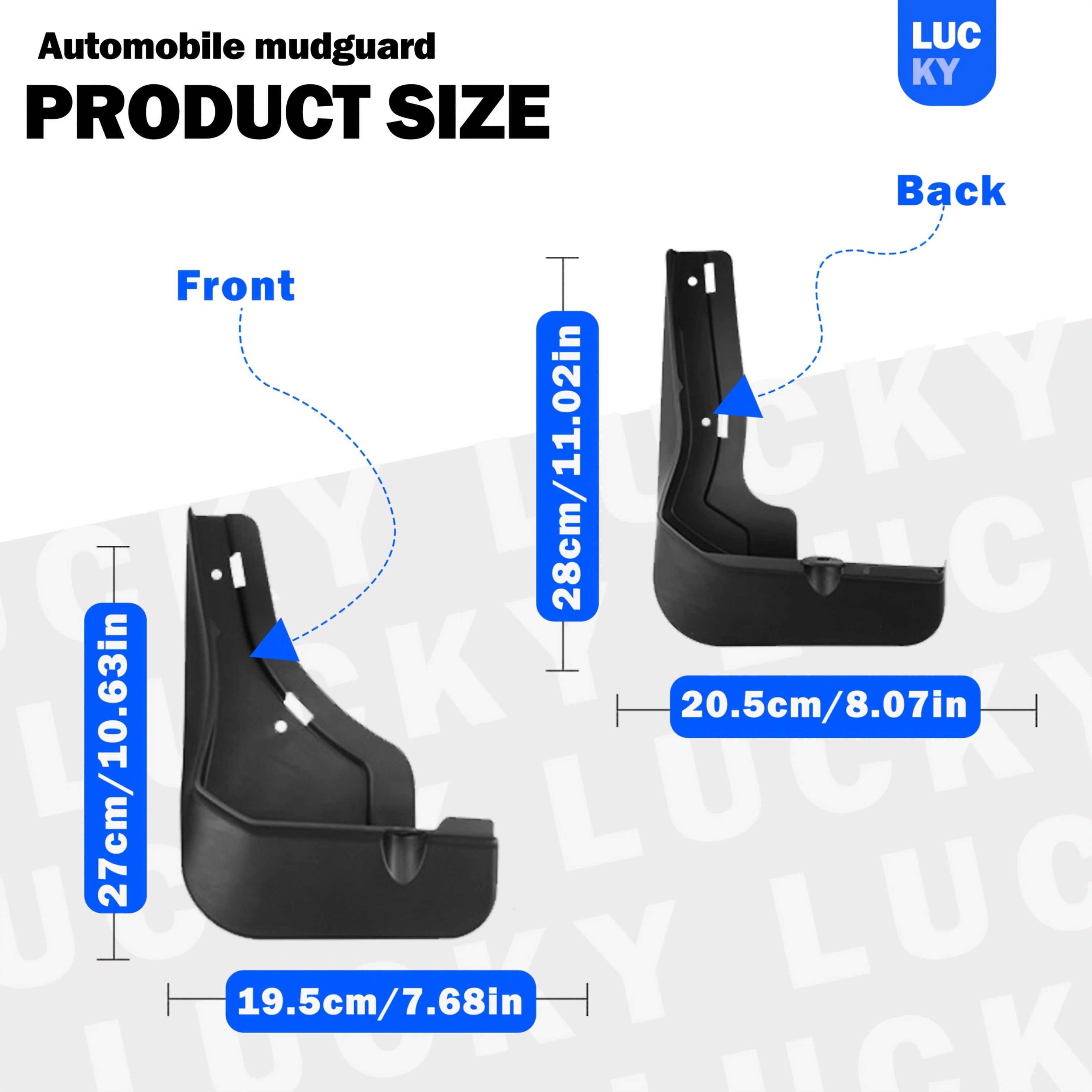 Juego de 4 protectores de salpicaduras de PP negros para coches, delanteros y traseros, conjunto duradero