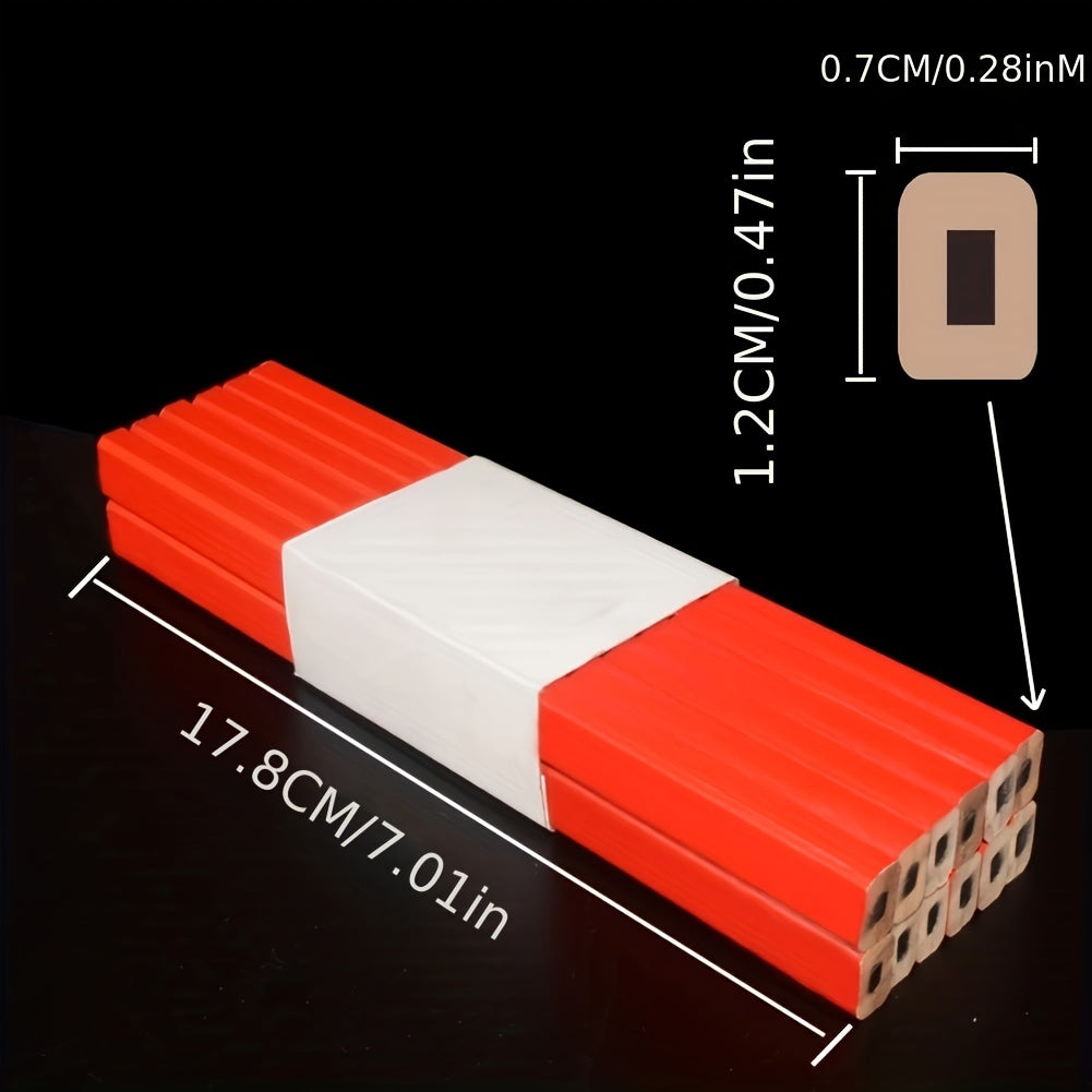 Yog'och ishlash uchun qalamlar 10/20 ta, qora, sakkizburchak, ustaga belgilash qalamlari