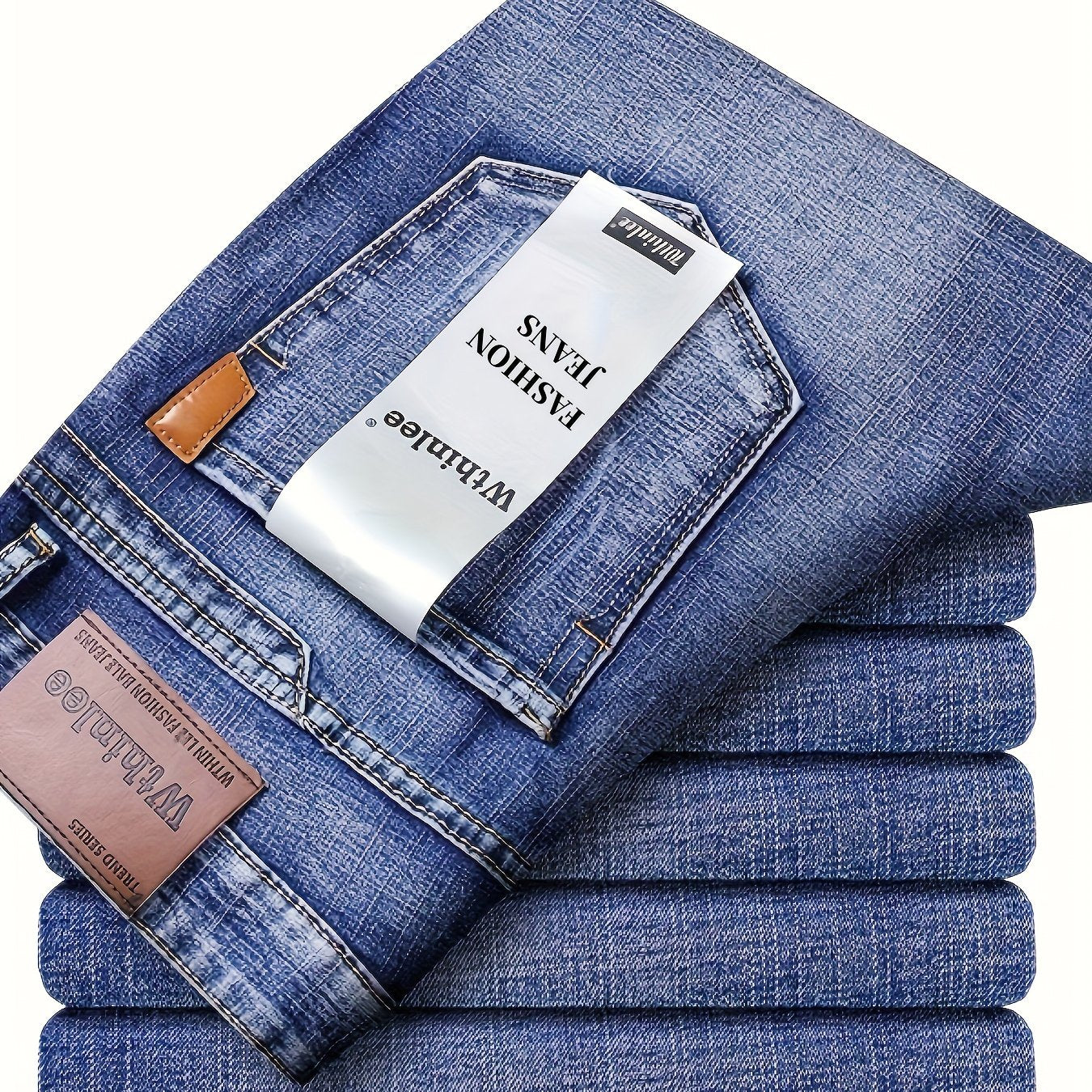 Erkaklar uchun klassik denim jinsi shimlar, oddiy kesim, bir xil rang, har mavsumda kiyish uchun cho'ziluvchan. 64.5% paxta, 33.5% polyester va 2% spandeksdan tayyorlangan. Norasmiy yoki ish kiyimi sifatida mos keladi.