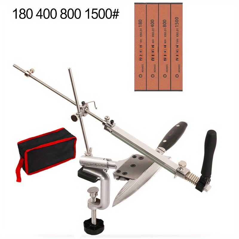 Aluminum alloy knife sharpener 360-degree flip diamond petroleum stones kitchen tool