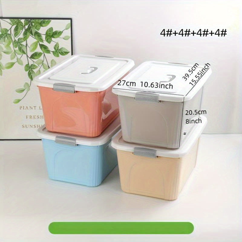 4 ta saqlash qutisi, aralash ranglarda, kiyim, o'yinchoq va turli xil narsalarni tartibga solish uchun ideal.