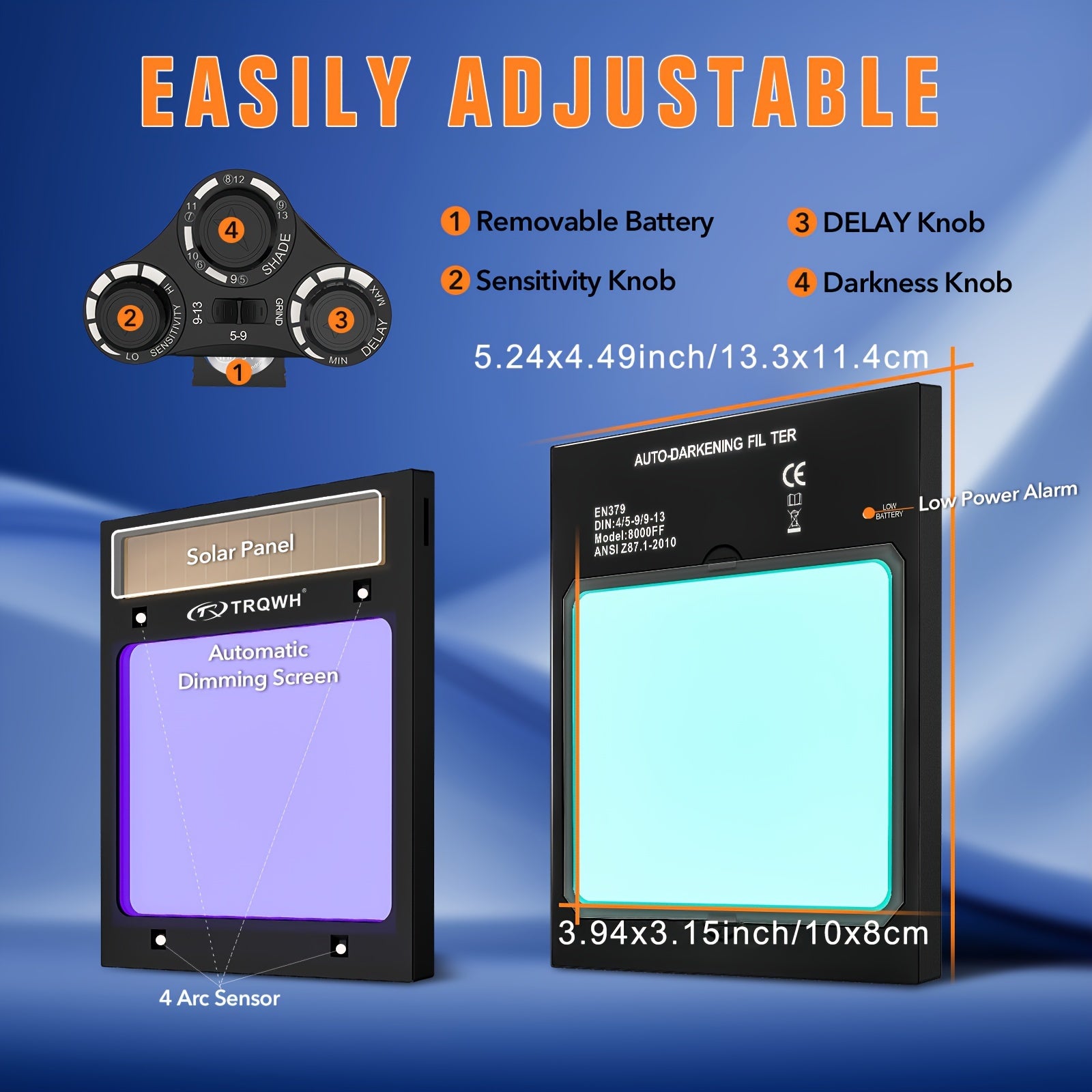 Men's Auto Darkening Welding Helmet with True Color Technology Solar Powered Large Viewing Area