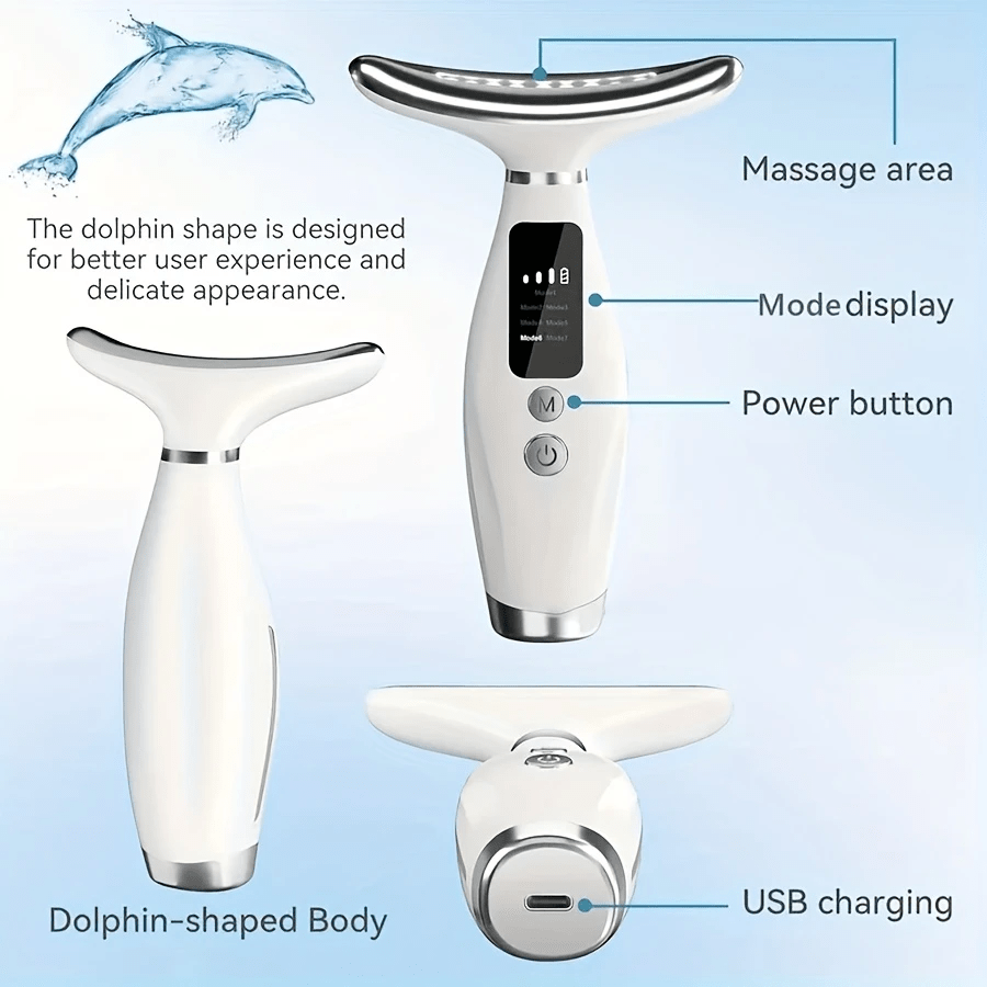 7-Color LED Facial Massager with 4-in-1 Functions USB Rechargeable Skin Care Device for Face and Neck
