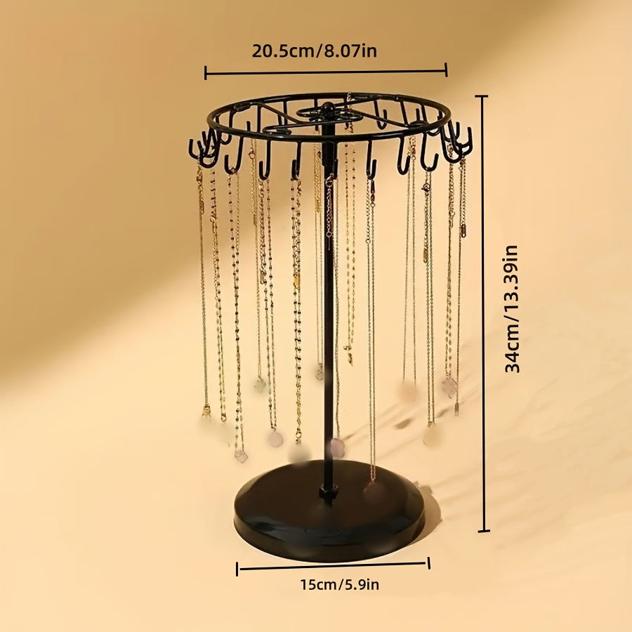 Крутящаяся витрина для украшений для ожерелий, браслетов и серег, черный металл