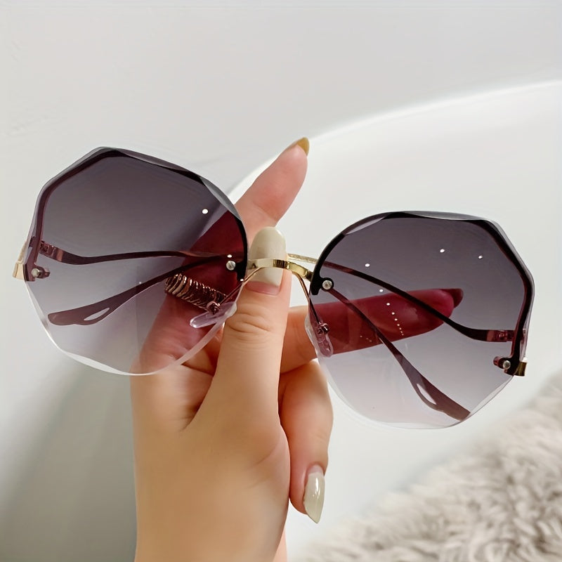 Gradient Sun Shades for Women Ombre Rimless Fashion for Summer Beach Vacation