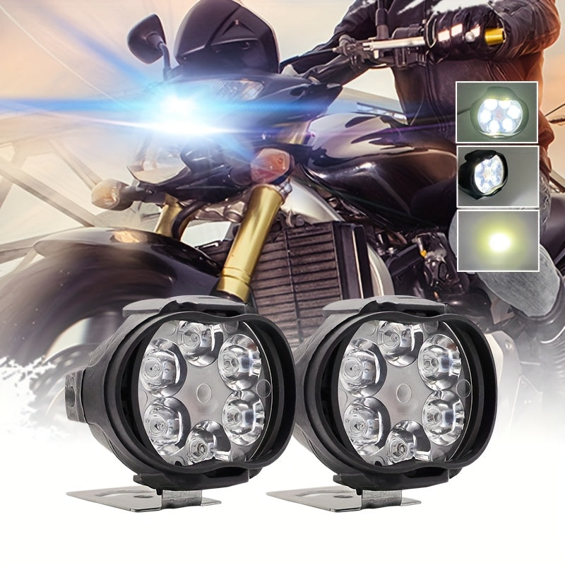 Set of 2 LED Motorcycle Lights with Switch 6500K White 1200LM for ATV UTV Scooter