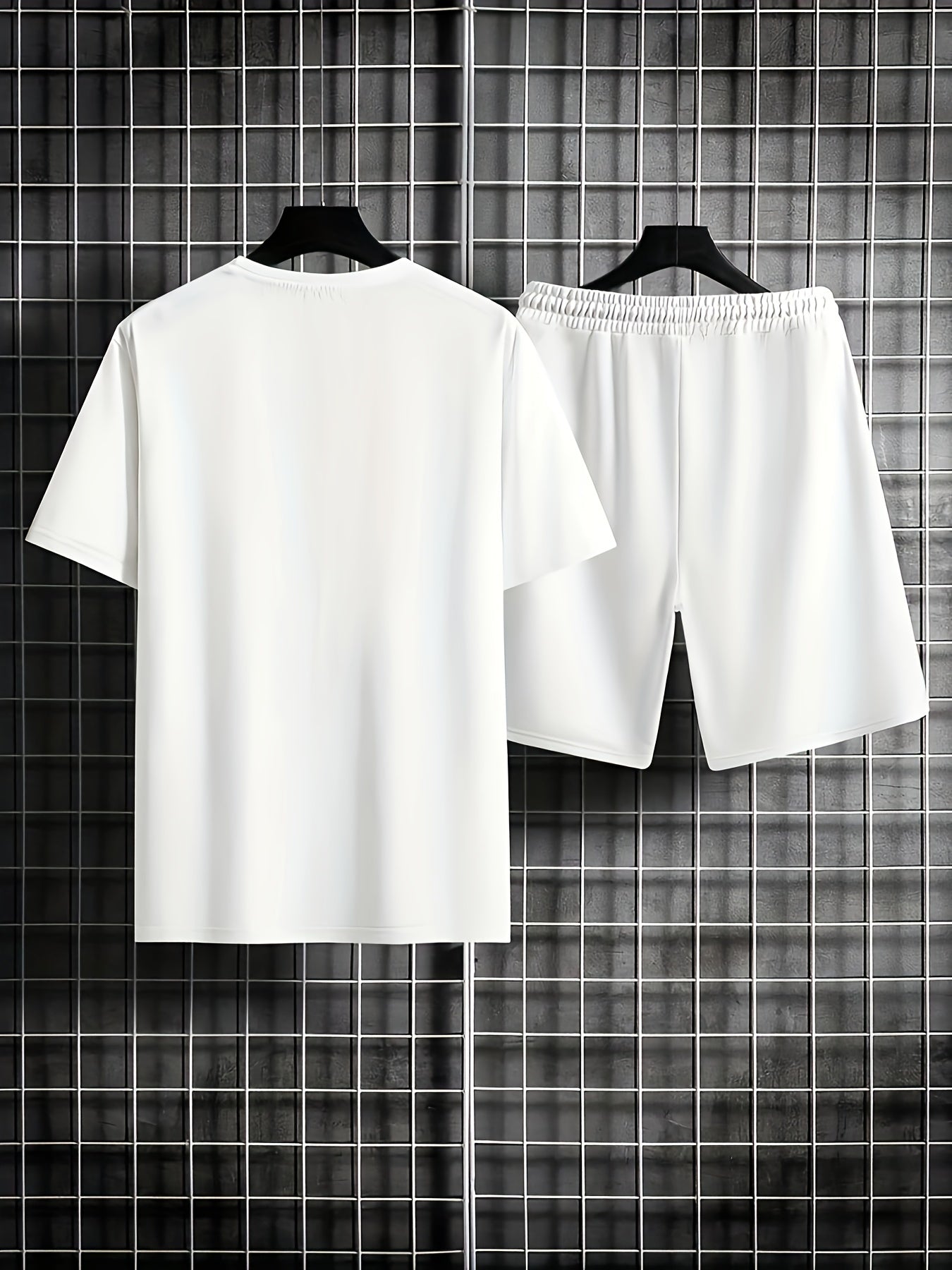 Men's Casual 2-Piece Pajama Set with Los Angeles Print Short Sleeve T-Shirt and Knee-Length Shorts