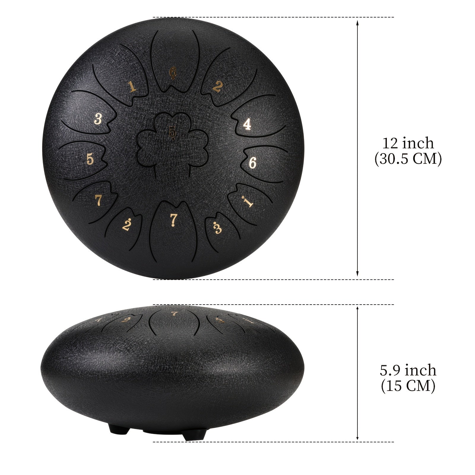 30.48 cm Steel Tongue Drum in C Key Petal Shape with Mallets Carry Bag and Music Book for Meditation Yoga and Music Performances
