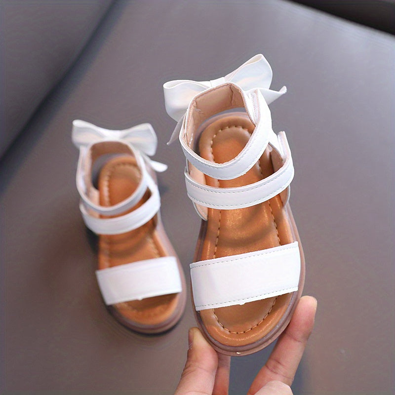 Baby Girl Sandals Open Toe Bowknot Summer Lightweight Anti-Slip PU TPR