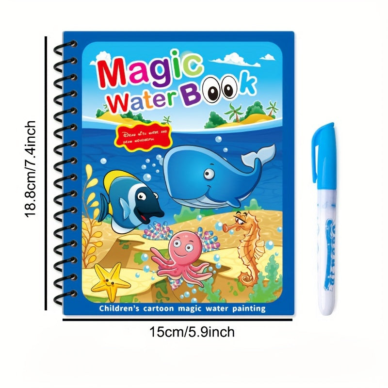 Water Coloring Book for Kids Ages 3 Plus Reusable Water Drawing Pad with Color Pen Educational Painting Activity