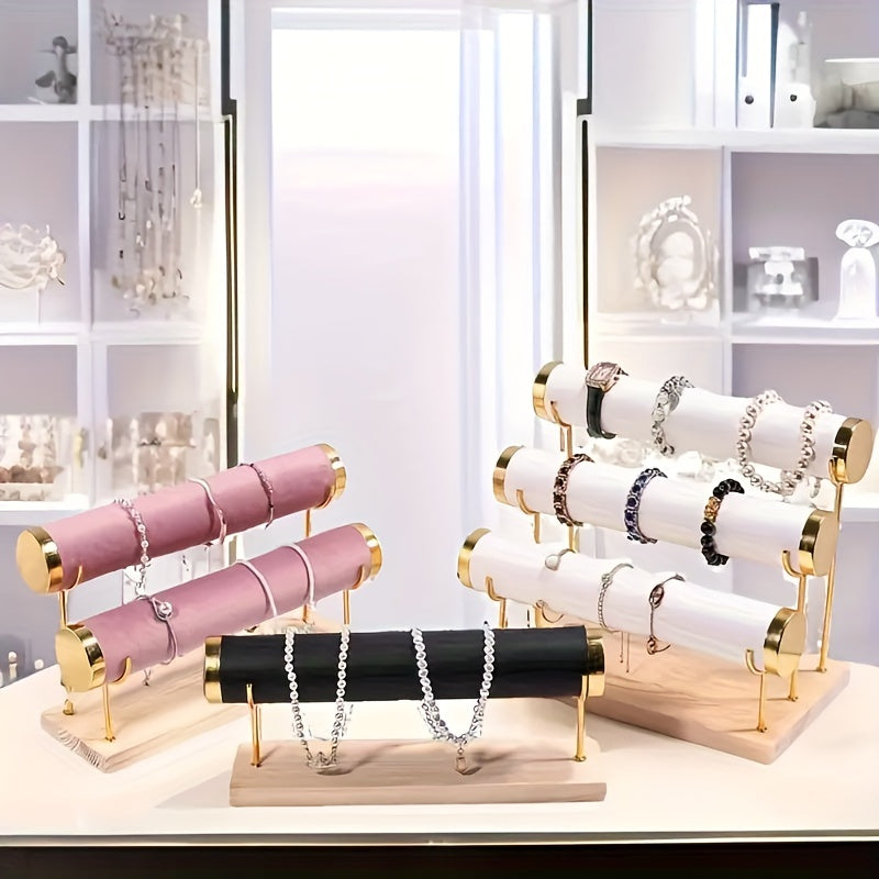 Bracelet Organizer with Removable Tiered Holder and Velvet Display Rack