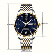 Men's Quartz Watch Stainless Steel Band Water-Resistant Casual Round Dial