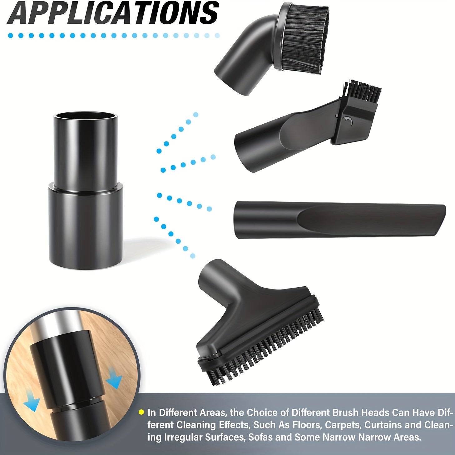 Kit de adaptadores para manguera de vacío con reductores para aspiradora húmeda y seca, de 2-1/2 a 1-1/4 pulgadas