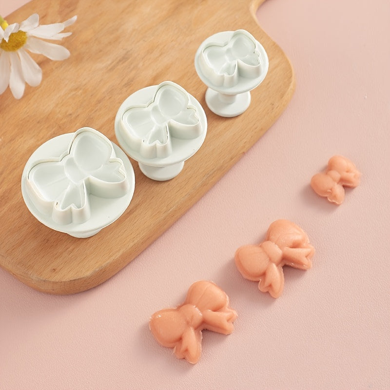 Set of 3 Bow Shaped Fondant Molds Cookie Cutters Baking Tools